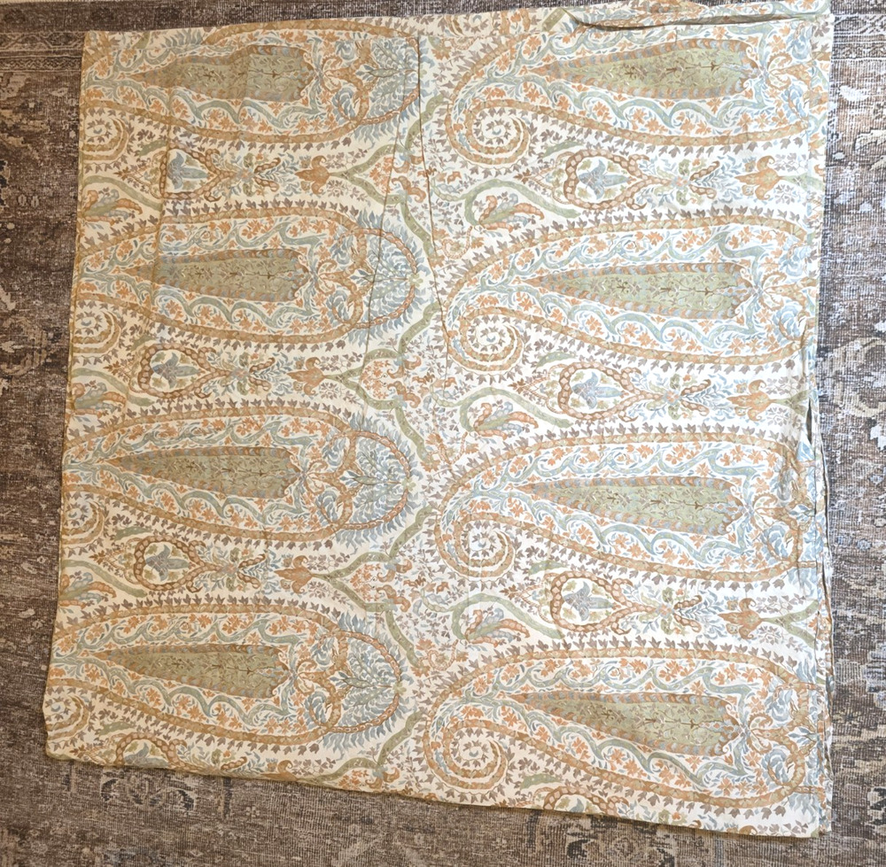 Pottery Barn Blythe Paisley Full Queen Duvet Organic Cotton Boho Cottage Beige